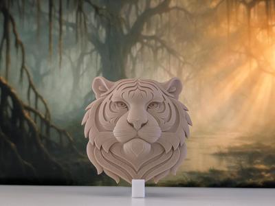 Tiger Head – Ready‑to‑Hang Wall Sculpture