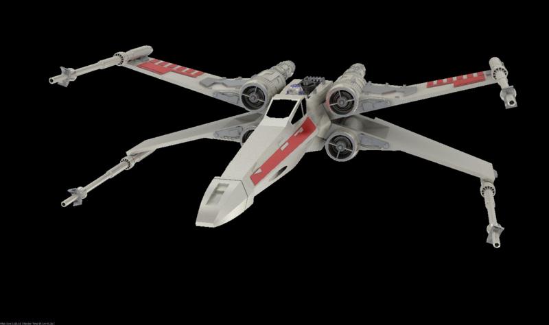 X-Wing Fighter 3D printer model with a mini R2D2 model