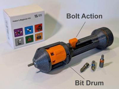 Bolt-Action Bit Driver - 1/4" Bit Drum Magazin