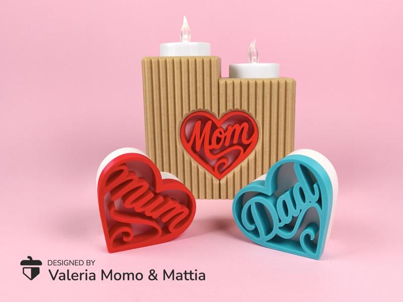 Heart Tea Light Holder, Mom & Dad Gift