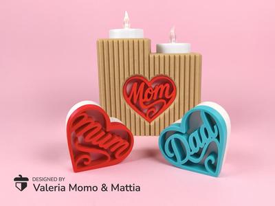 Heart Tea Light Holder, Mom & Dad Gift