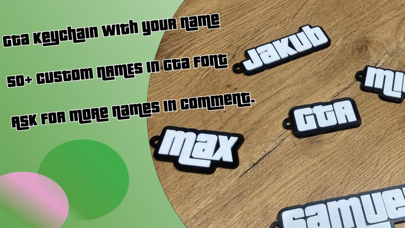 Grand Theft Auto (GTA) keychain with custom name