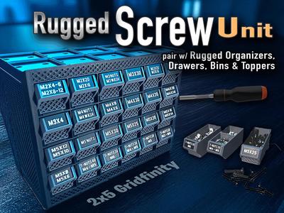 Rugged Screw Unit - Gridfinity Hardware Storage