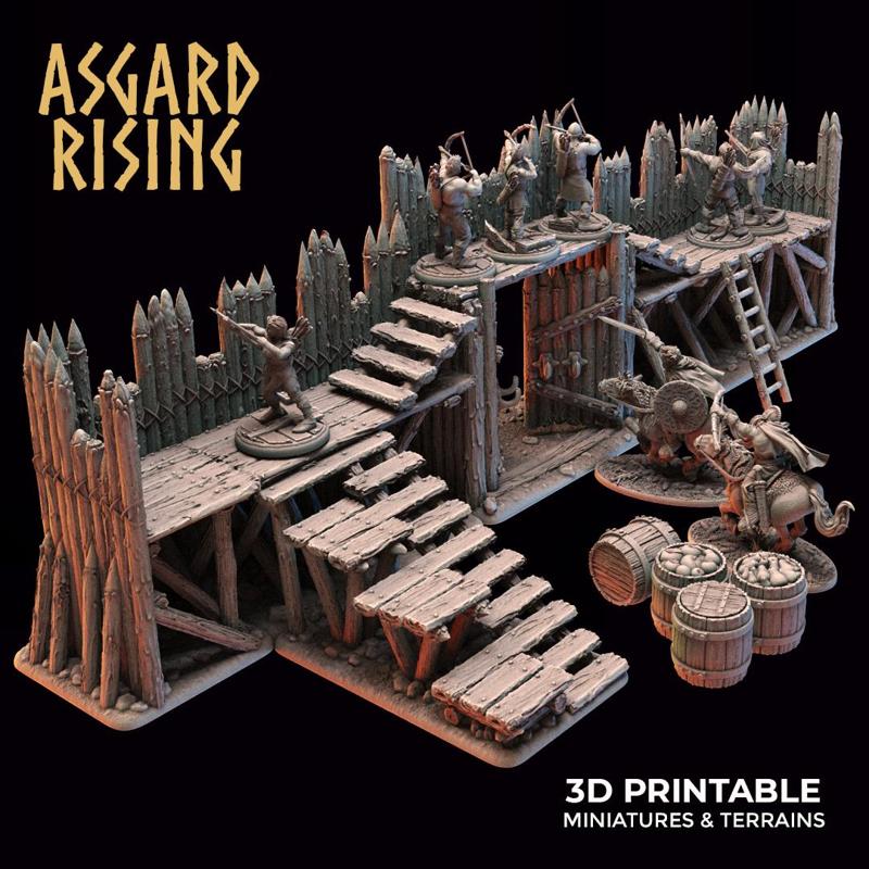 Fortified Village - Large Palisade /Modular/ /Terrain/ /Pre-supported/