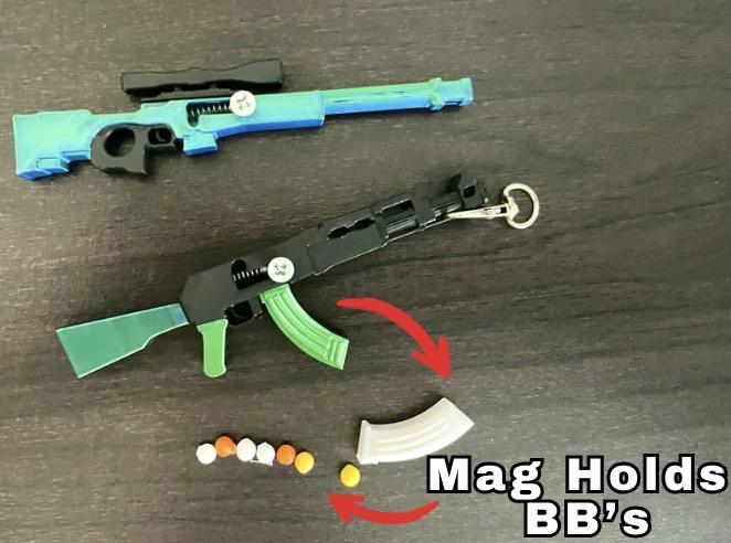 AK47 Keychain FUNCTIONAL BB Blaster Gun