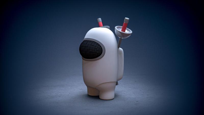 Figure among us fencer easy print 3D model