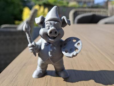 Palette-Wielding Painter Pig