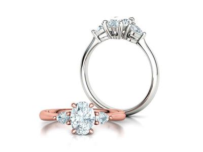 3 Stone Engagement Ring 1ct Gem 8x6 Oval Stone