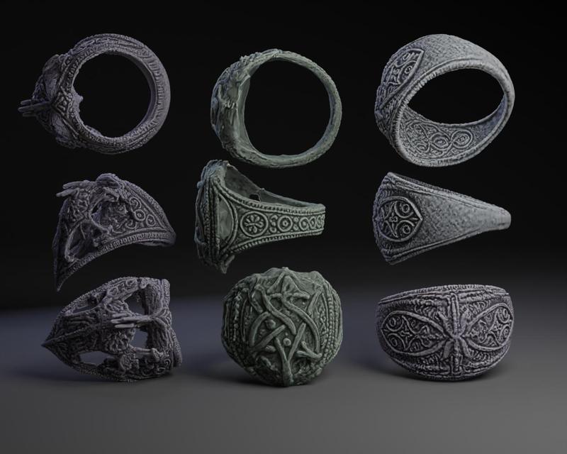Gothic Rings : Secret Society Rings Set.