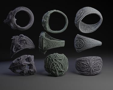 Gothic Rings : Secret Society Rings Set.