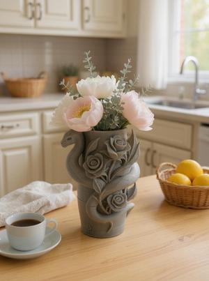 Rose Serpent Vase – Artistic 3D Printed Home Decor