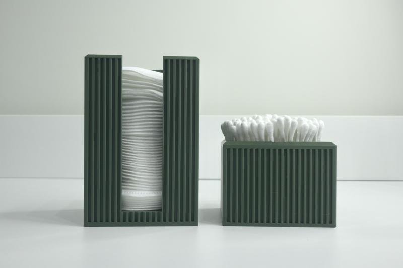 Set Organizer da Bagno a Coste Verticali – Porta Dischetti e Bastoncini Cotone