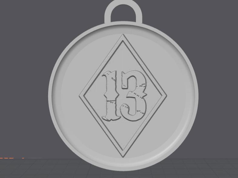 Round Diamond 13 Keychain