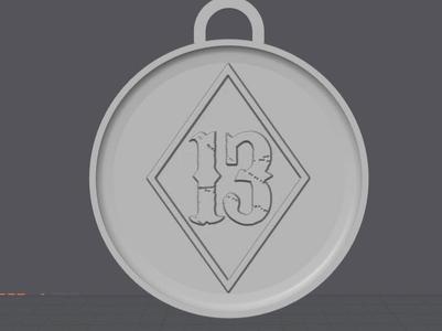 Round Diamond 13 Keychain