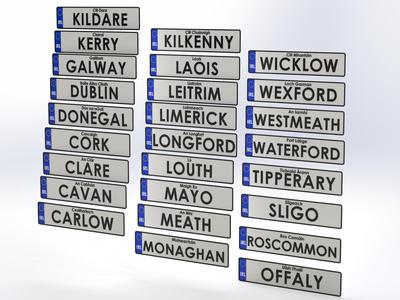 Irish County License Plates (ROI)