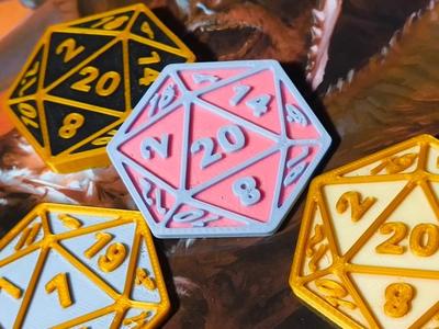 D20 dice Inspiration token coin