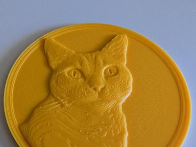 Cat blep relief coin