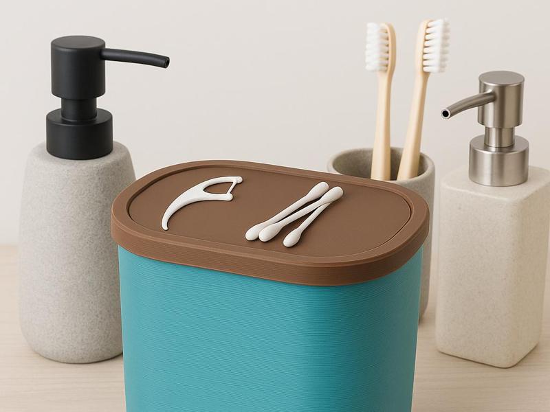 Self-closing sorting waste bin for bathrooms
