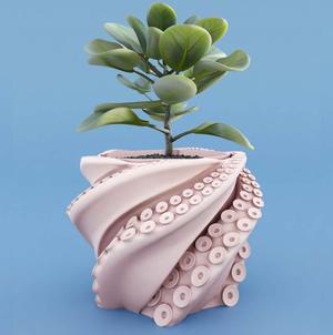 Octopus Plant Pot STL 3D Printer file, no supports, Multicolor Printing Available