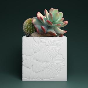 Ginkgo biloba plant pot with drainage 3D Printer STL file: instant download, Plant lovers gift