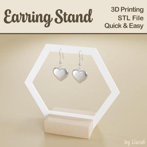 Hexagon Earring Stand STL – 3D Print File, Jewelry Display Stand, Earring Holder, Digital Download for Commercial Use