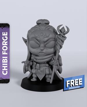 Male Elf Cleric Chibi – With Free Dragon  – 5e DnD Inspired for RPG and Wargamers