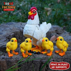 PRINT IN PLACE FLEXI HEN AND CHICKS