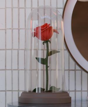 Eternal Rose Under Glass Dome Fairy Tale Sculpture