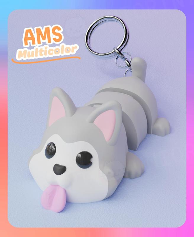 Flexi Husky Dog Keychain (Multicolor)