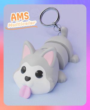 Flexi Husky Dog Keychain (Multicolor)