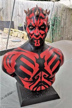 Darth Maul Star Wars Bust - Life Size 3D Statue on Pedestal