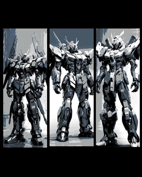 Fan Art of Mobile Suit Gundam Mecha in Grey - Set of 3 Bookmarks 