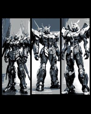 Fan Art of Mobile Suit Gundam Mecha in Grey - Set of 3 Bookmarks 