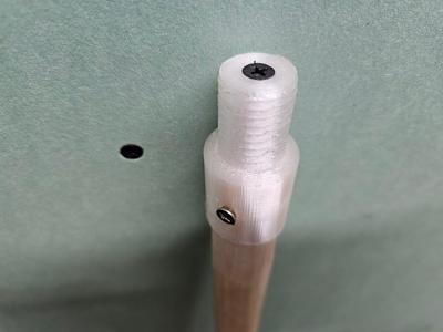 Thread for a mop, brush, roller... Attachment to the stick handle.