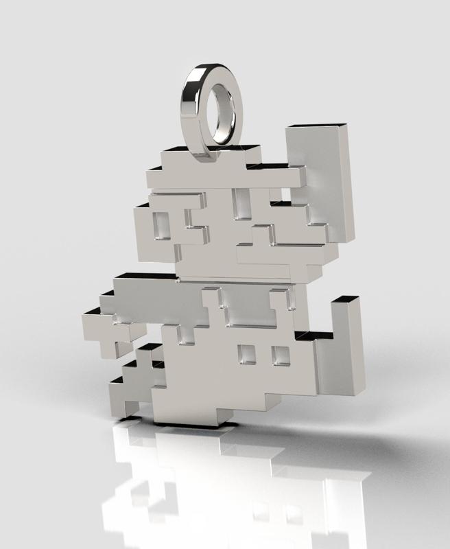 Jumping 8-Bit Mario Pendant