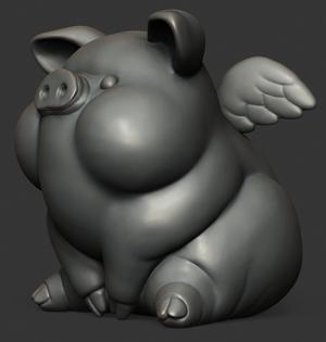 Winged happy pig