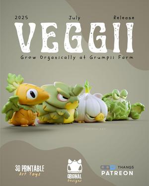 Grumpii 3D Printable Art Toy - 2025 July Release - Veggii Monsters