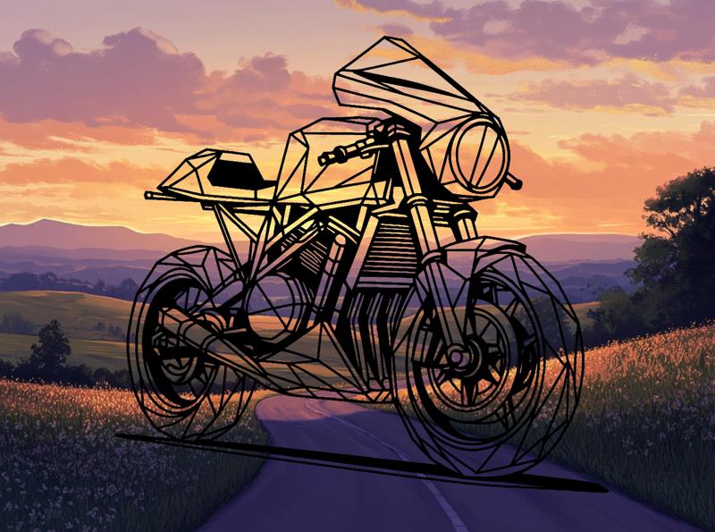 Geometric Cafe Racer motorcycle - model 3