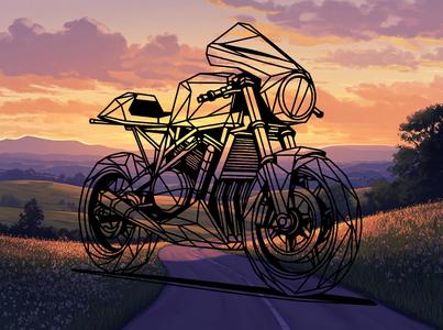 Geometric Cafe Racer motorcycle - model 3