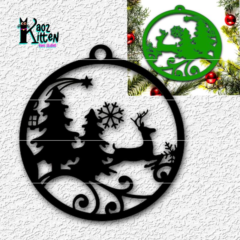 2 FILES Christmas Tree Ornament Reindeer Wonderland & Wall Art