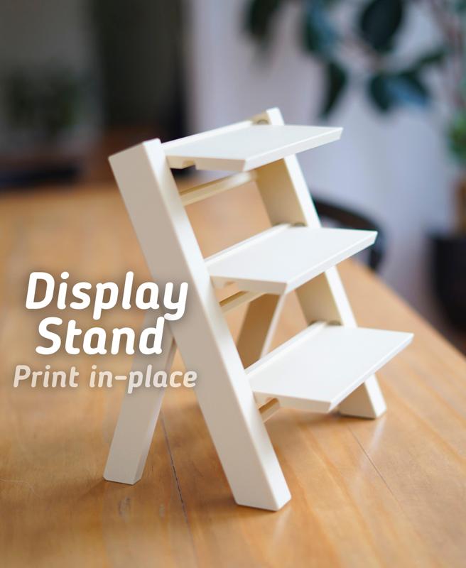 Display Stand - Small Display Shelf with 3 Tiers - Print in Place with no Supports