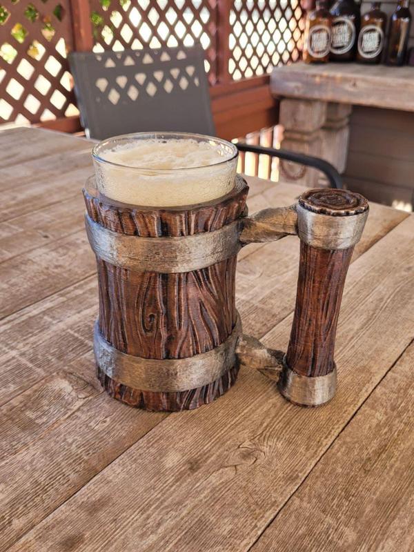 Pint Glass Wood Stein Koozie with Handle