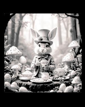 The proper rabbit wishes you to join him for a cup of Tea - Wall Art