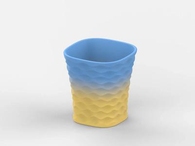 Pen container with wavy texture