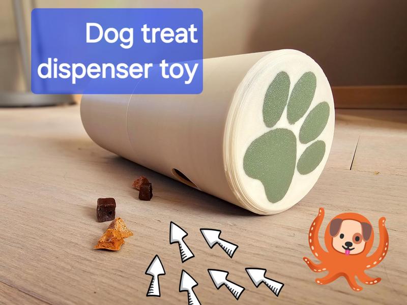 Dog treat rolling dispenser