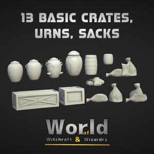 13 Basic Crates, Urns, Sacks, Barrel Set