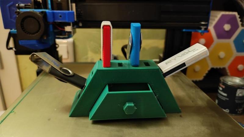 USB stick holder with drawer for SD /microSD cards