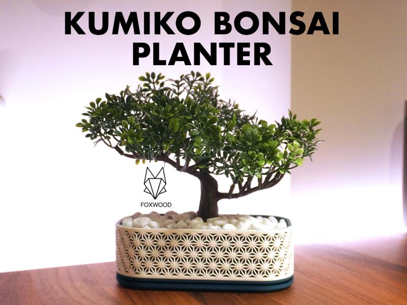 Kumiko Bonsai Planter - With Drip Tray -  Foxwood