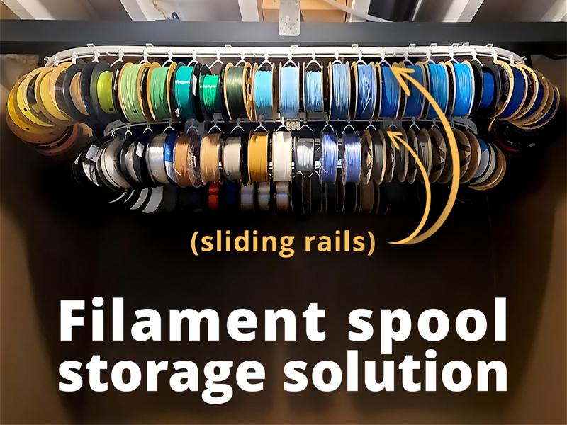 Filament spool storage solution (on sliding rail)