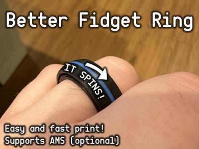 Better Fidget Ring Spinner:  Print in place